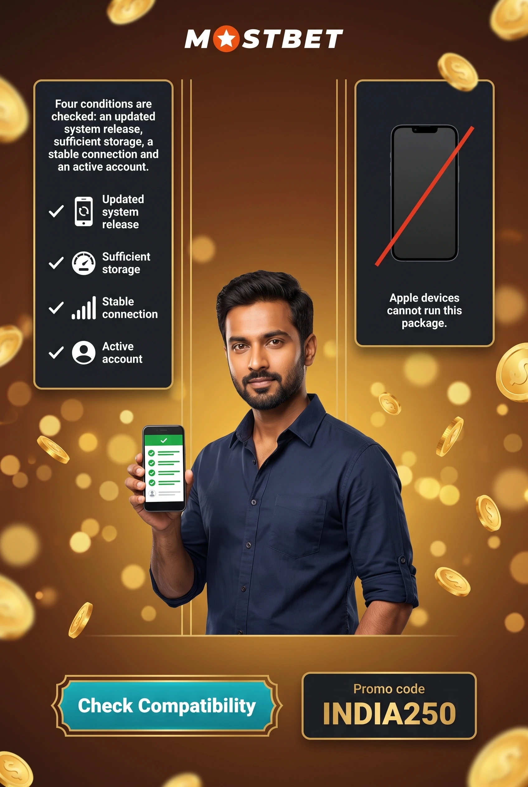 Checklist of Android system requirements before installing Mostbet