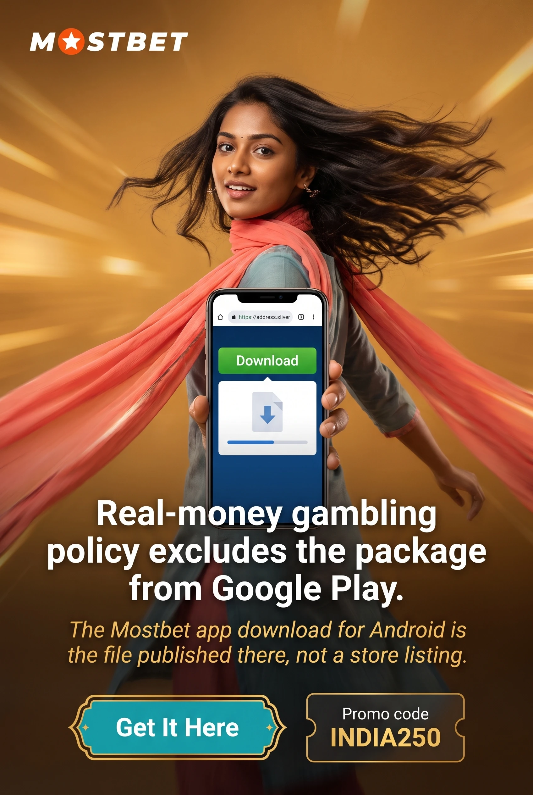 Official Mostbet Android app download page on record