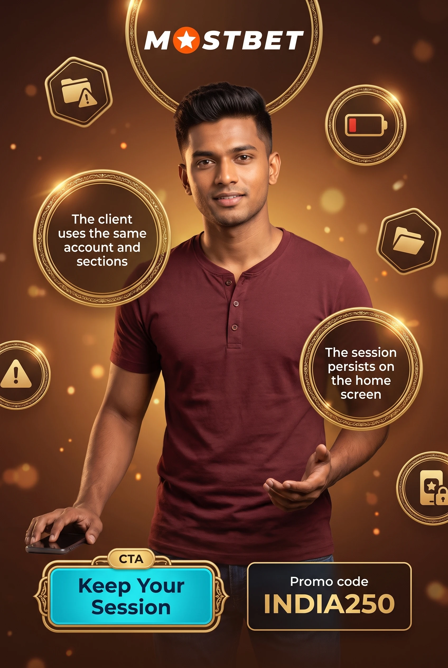 Mostbet Android app open on a home screen after installation