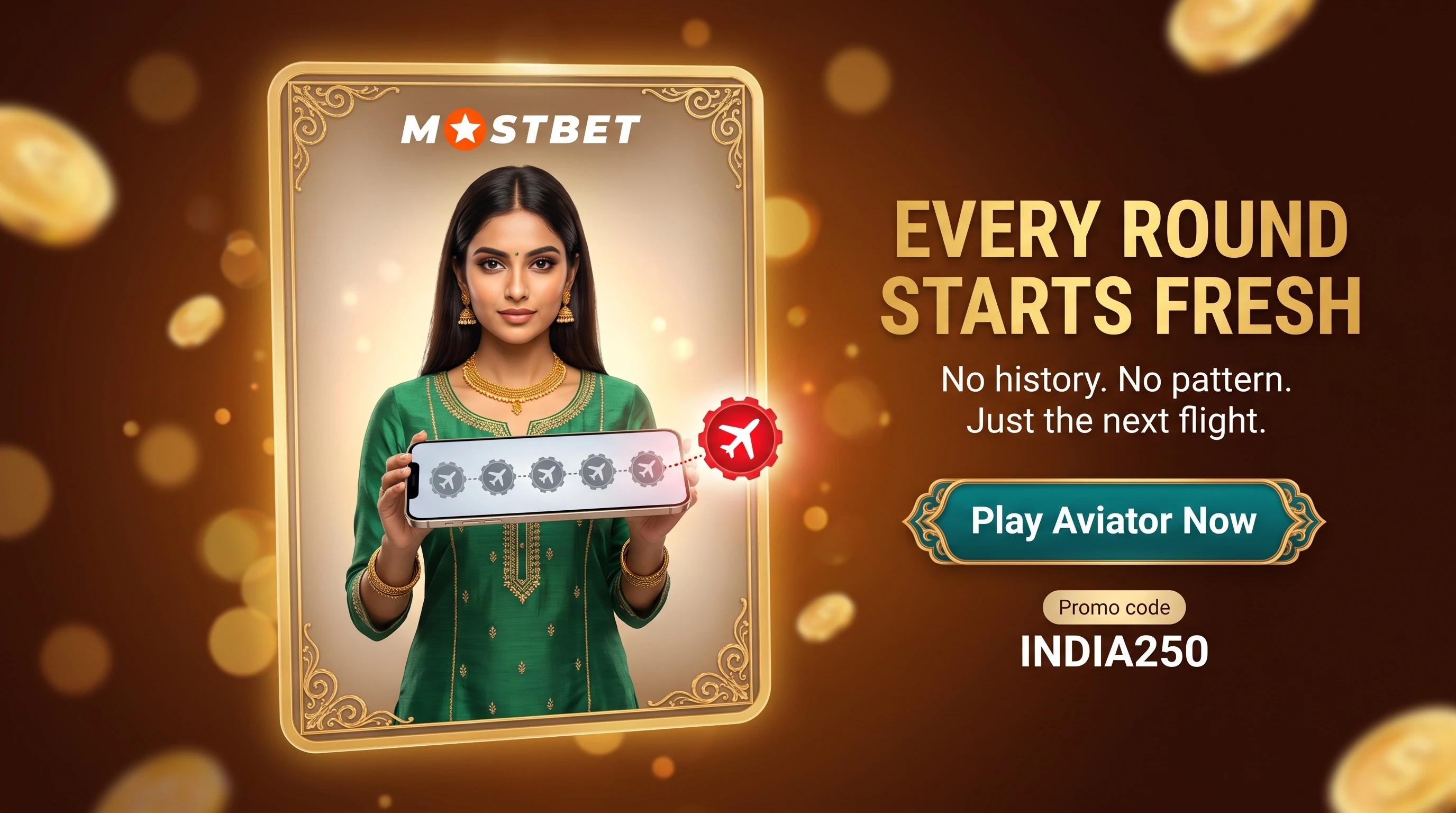 Mostbet Aviator round history panel showing a single independent multiplier
