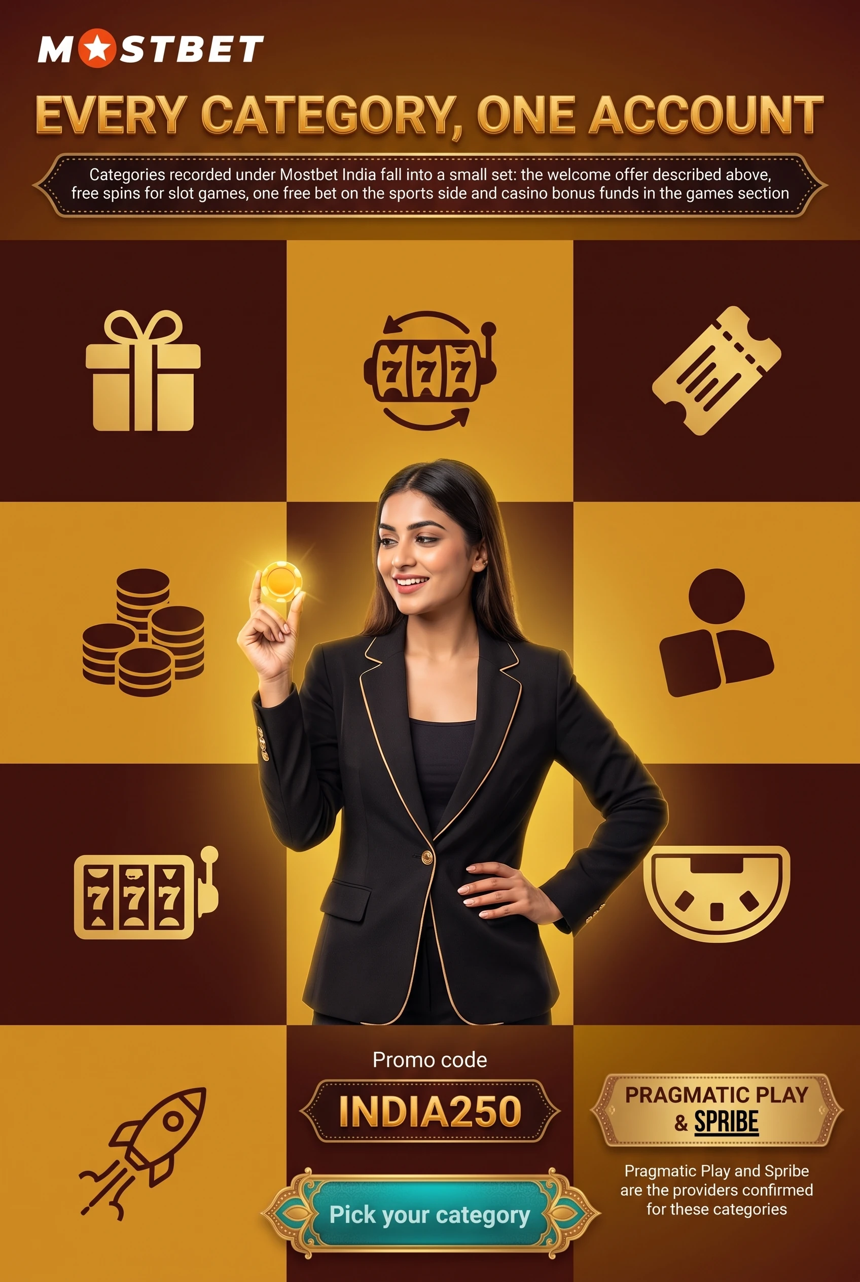 Bonus categories available on Mostbet India
