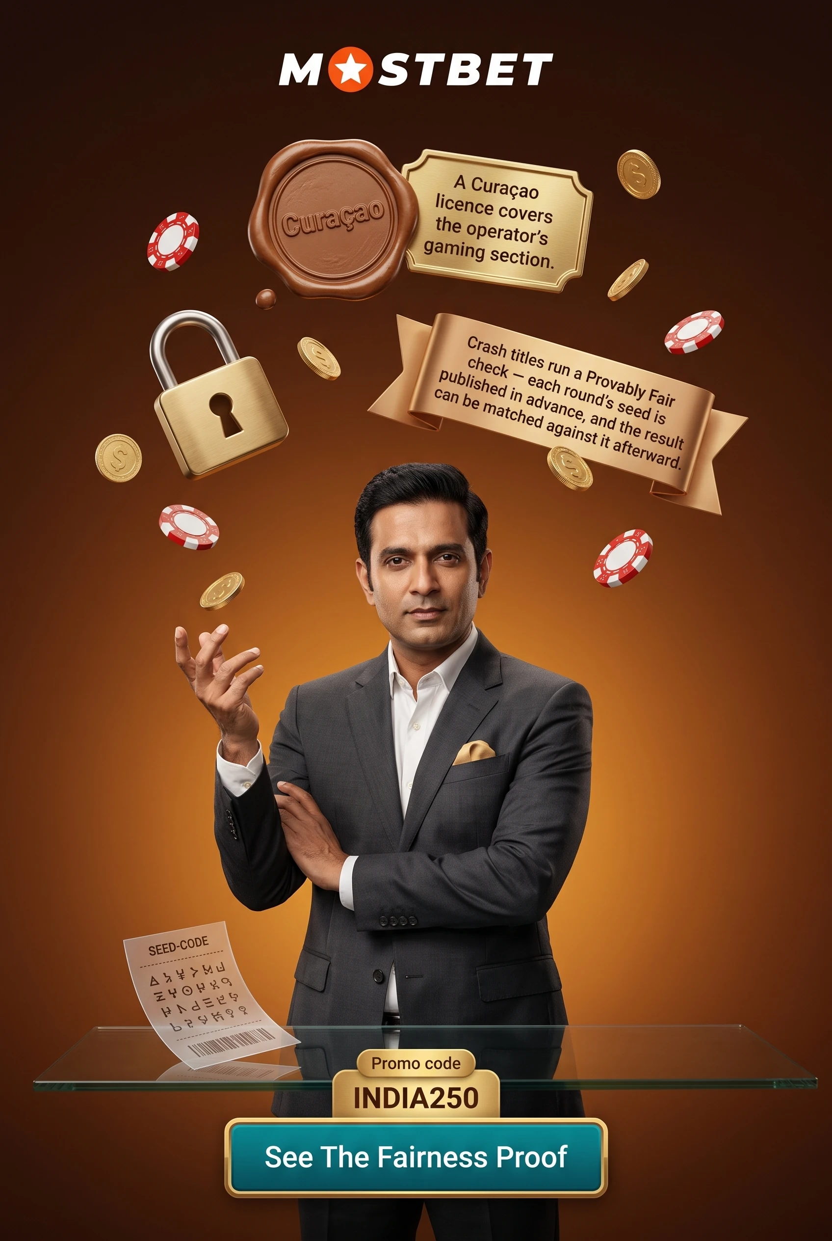 Curaçao licence and random number generator check for Mostbet casino games